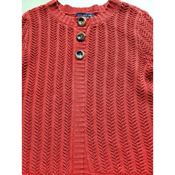 SWEATER-JONES NEW YORK SIGNATURE PETITE-Rust-Chevron Stitch-SIZE P-SML - Picture 4 of 16
